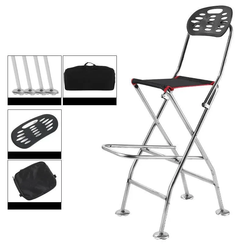 Portable Folding Chair for Camping Fishing Chair, Outdoor Ultra-light Stainless Steel, Multifunctional, Liftable, Beach Relaxing