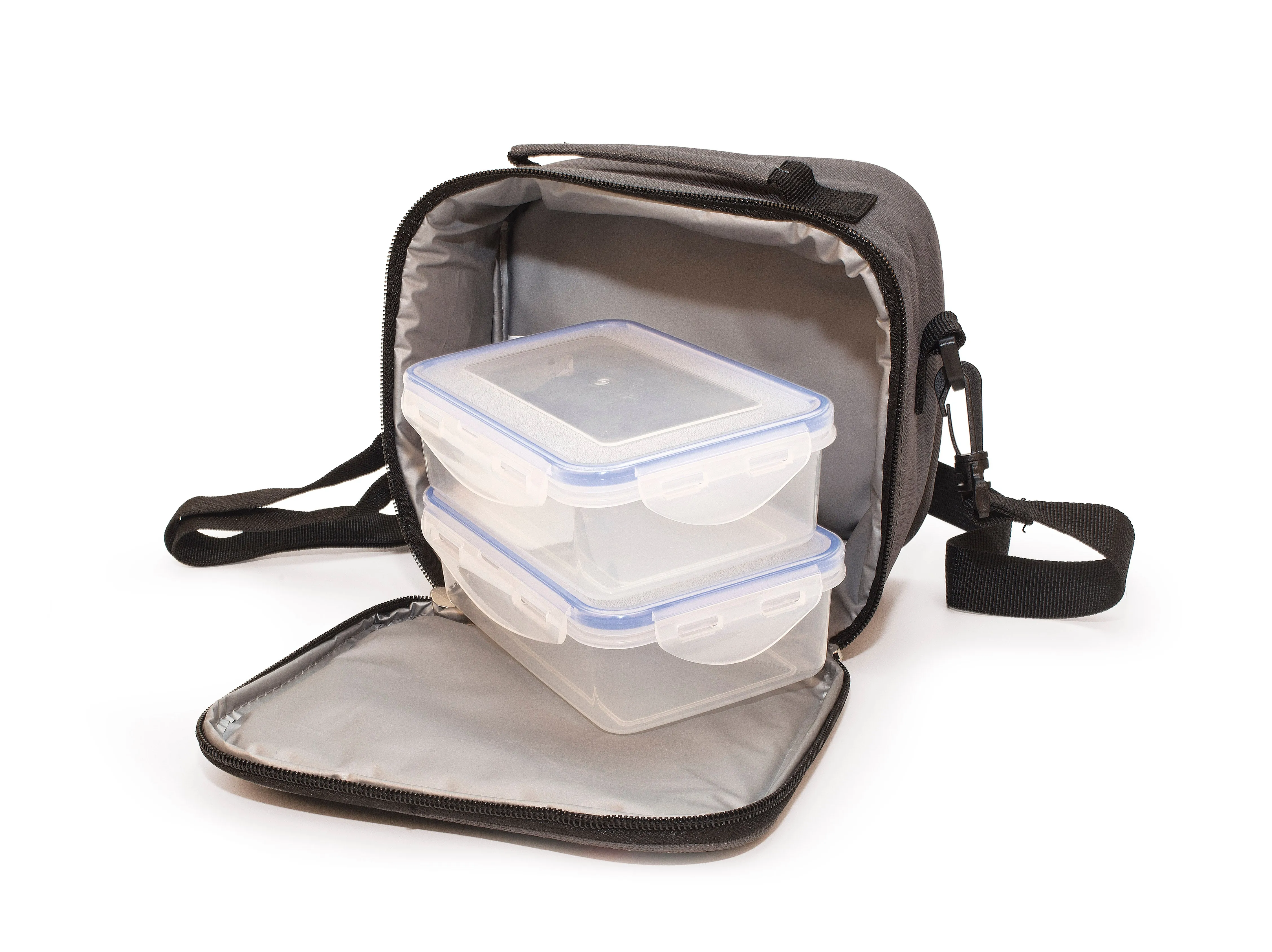 Quick Lunchbag Grey   2x 0.6L Containers