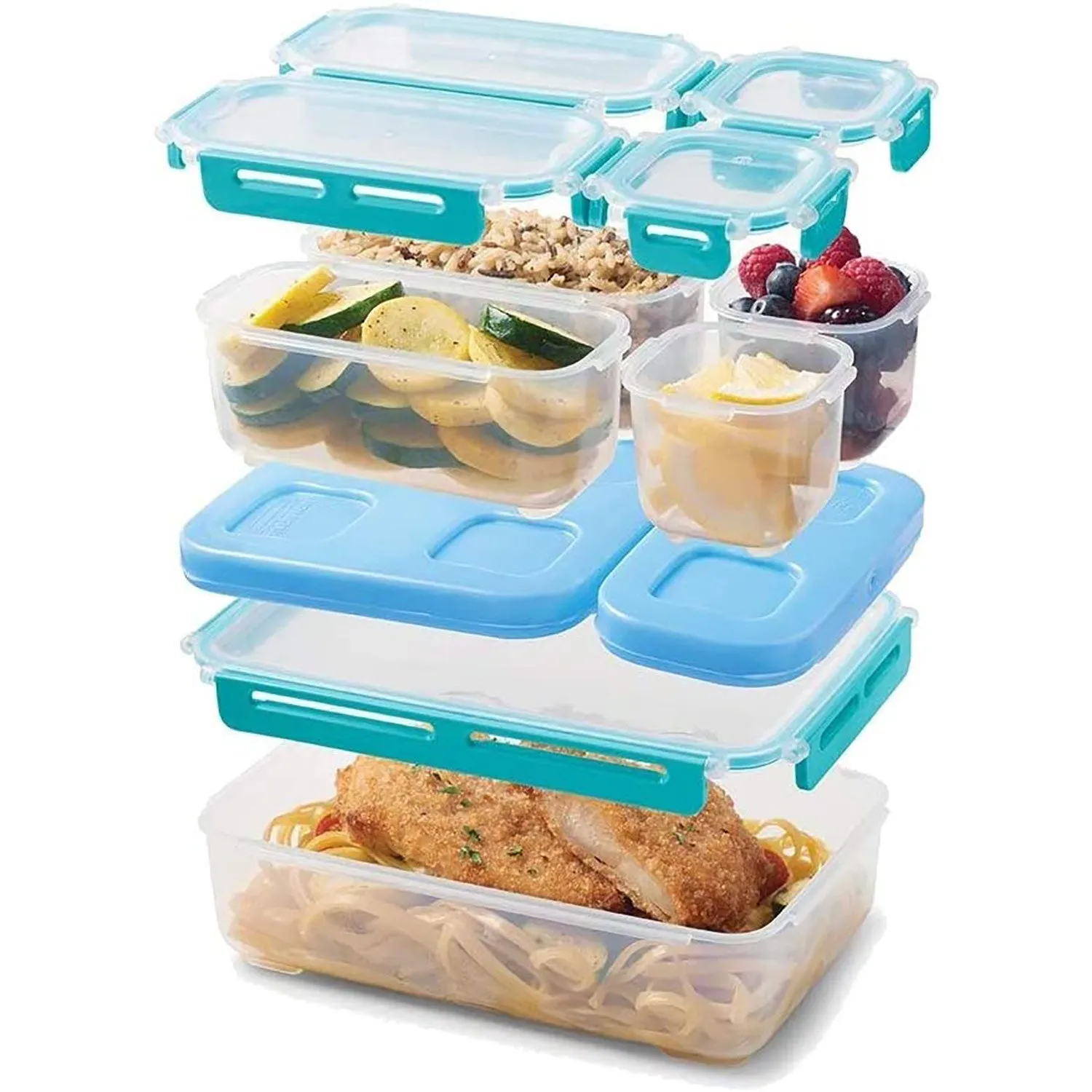 Rubbermaid LunchBlox Leak-Proof Entree Lunch Container Kit, Large, Blue-Clear