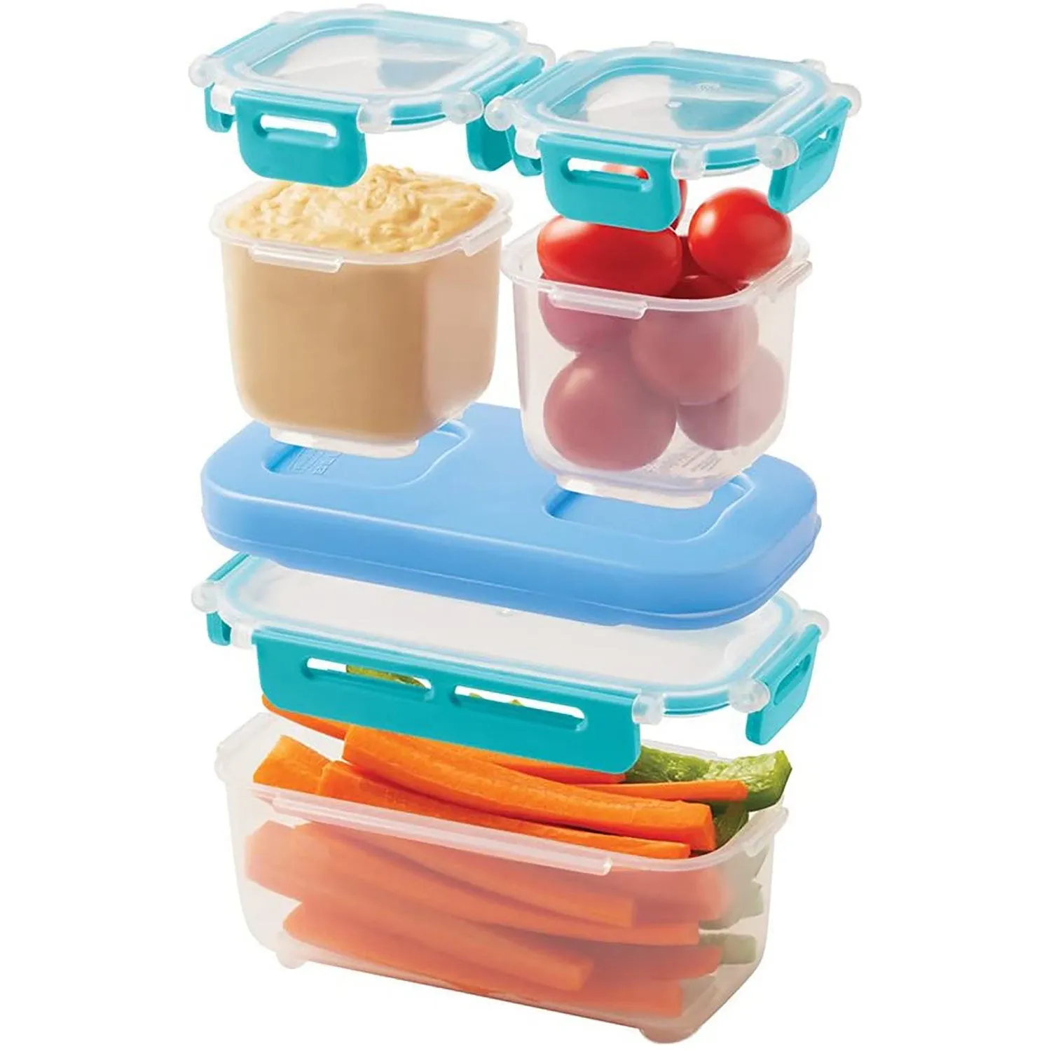 Rubbermaid LunchBlox Leak-Proof Snack Kit, Small, Blue-Clear