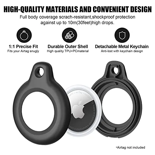 Supfine Waterproof Airtag Holder, 2 Pack Air Tag Keychain