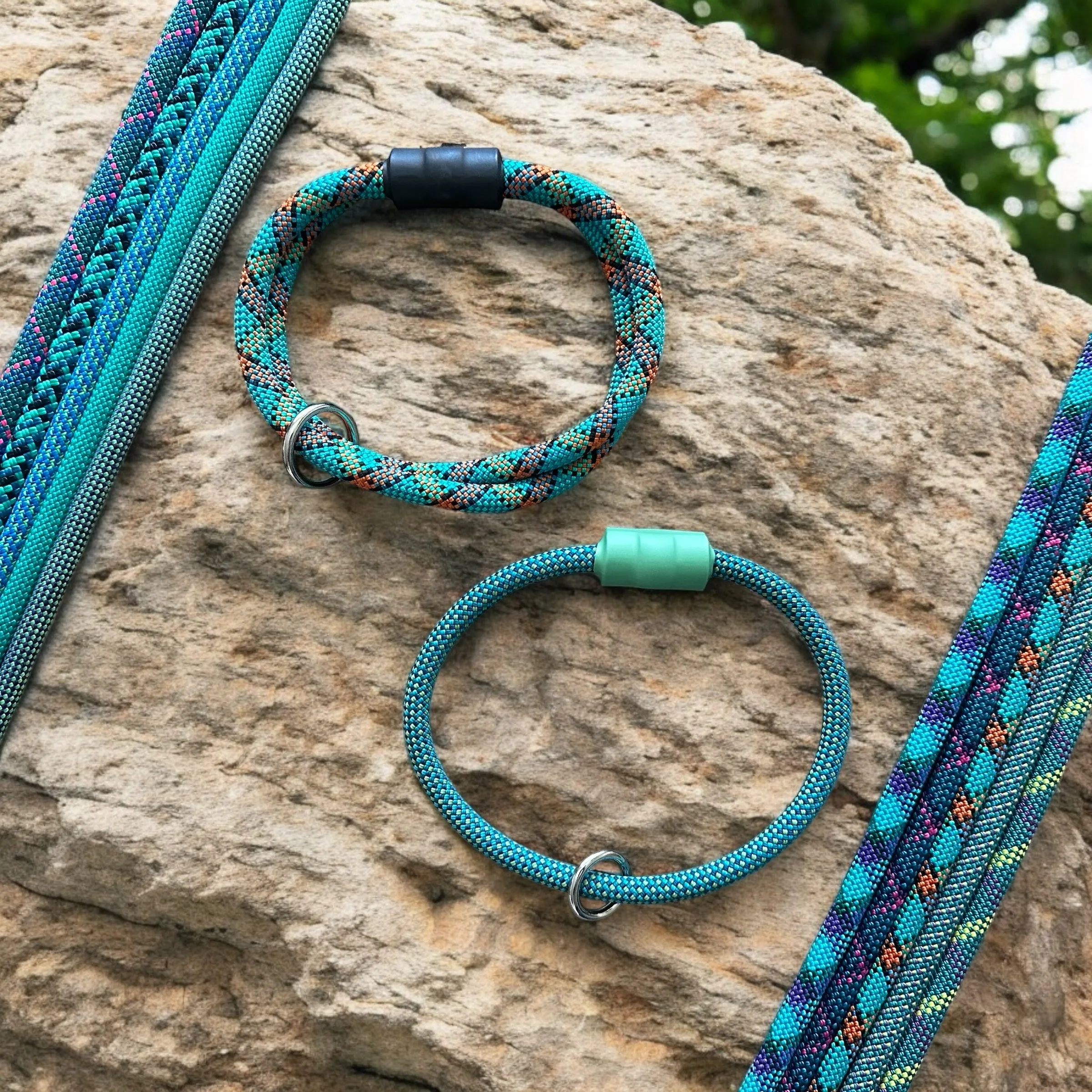 Teal Patterns Climbing Rope Collars