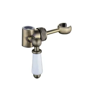 Traditional lever shower head bracket for 18mm diameter rigid riser or slider rail solid brass - antique brass