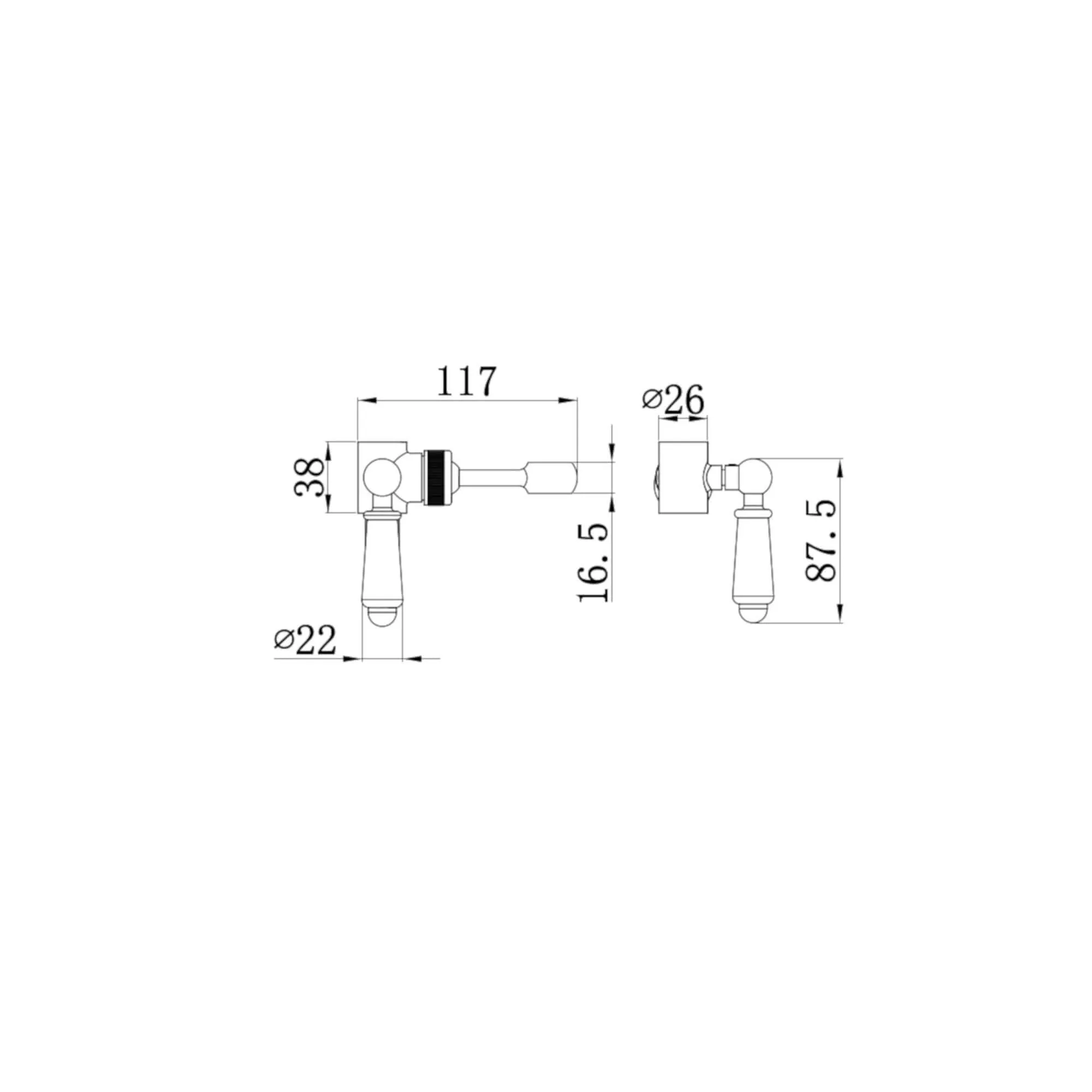 Traditional lever shower head bracket for 18mm diameter rigid riser or slider rail solid brass - antique brass