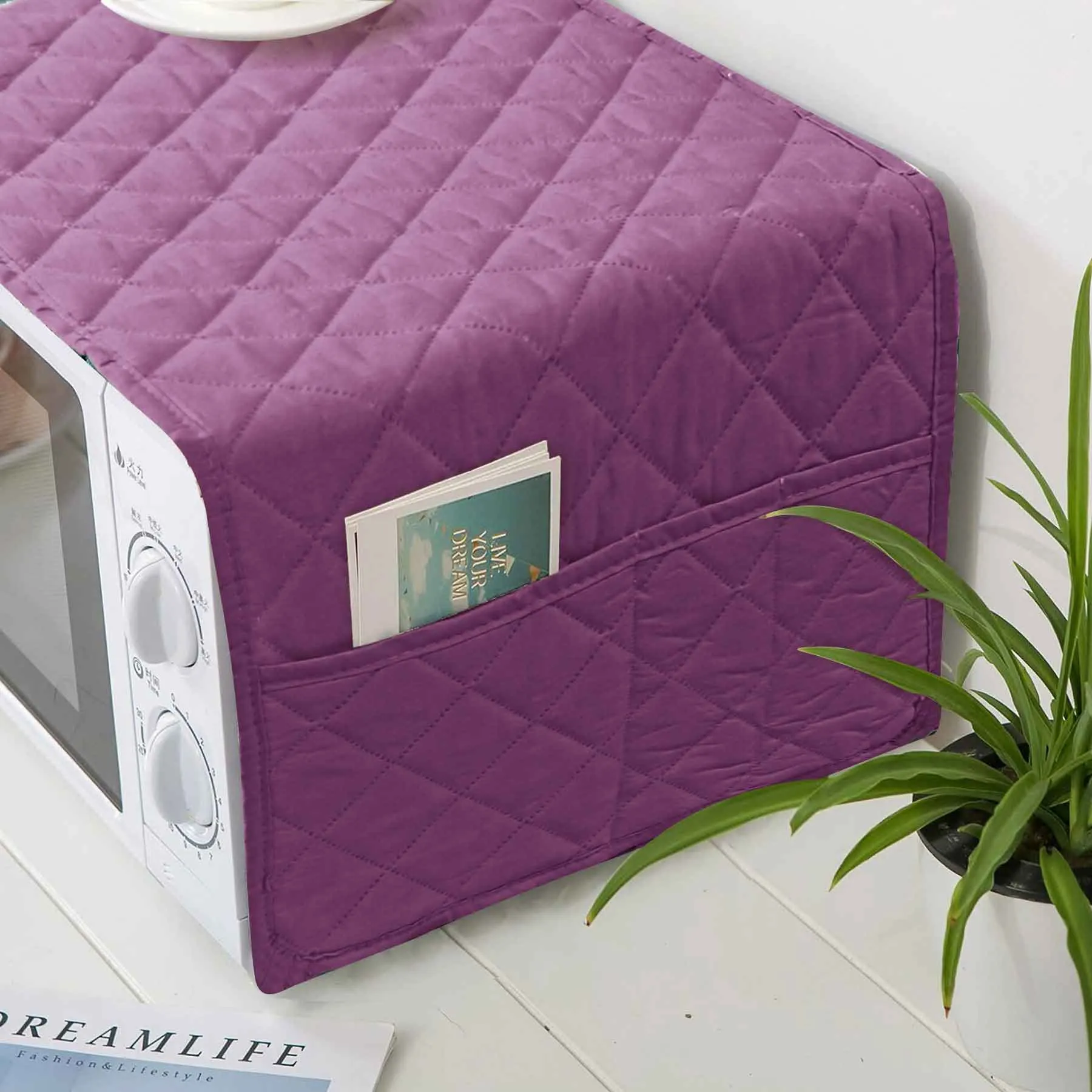 Waterproof Quilted Microwave Oven Cover Lilac