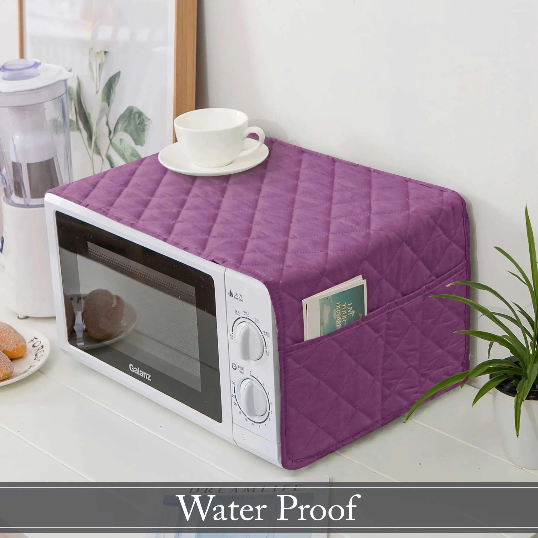 Waterproof Quilted Microwave Oven Cover Lilac