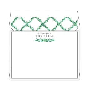 Wedding Greenery A Note From The Bride Flat Note Stationery