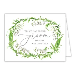 Wedding Greenery Wreath Groom Small Folded Greeting Card