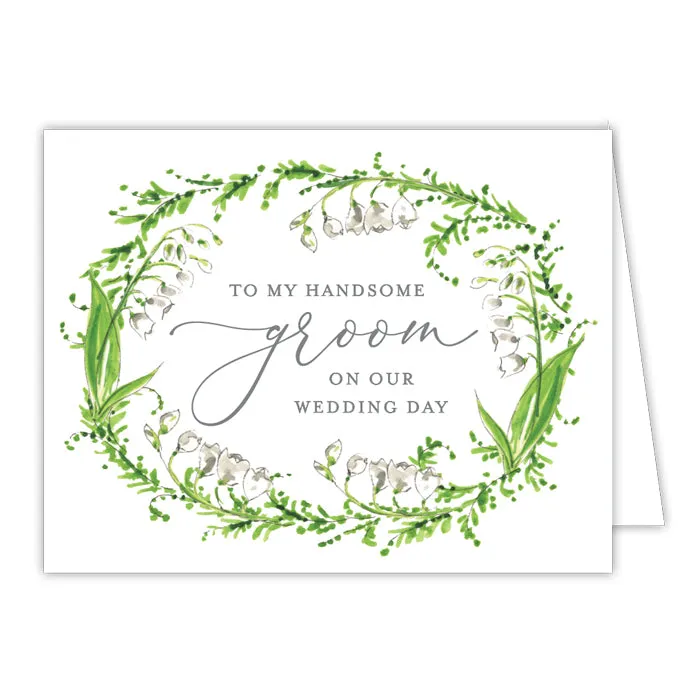 Wedding Greenery Wreath Groom Small Folded Greeting Card